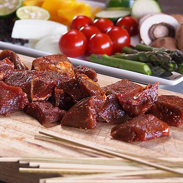 (送料無料) 味付け生肉キューブ5種セット(ワニ・カンガルー・ポーク・ビーフ・馬肉)竹串30本付