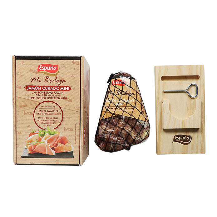 Spanish Mini Jamon 1kg + Holder & Knife (SHIPPED CHILLED)