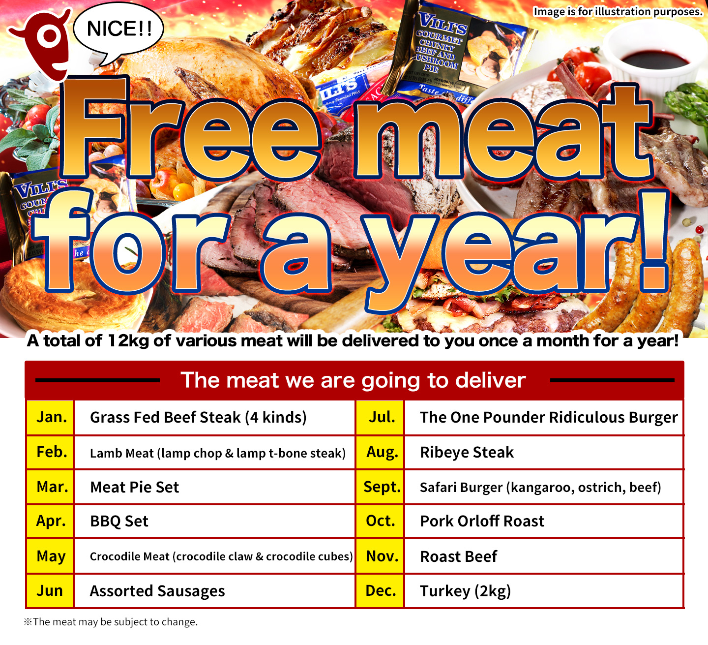 One year free meat